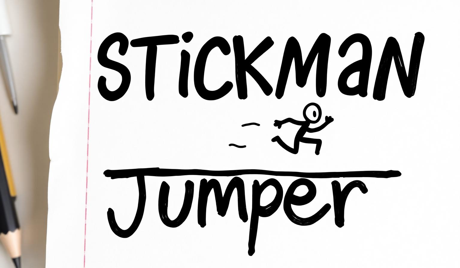 Stickman Jumper hand-drawn vertical jumping game banner